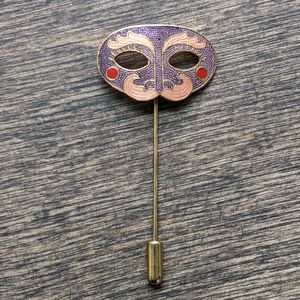Vintage Mardi Gras Enamel Stick Pin Brooch